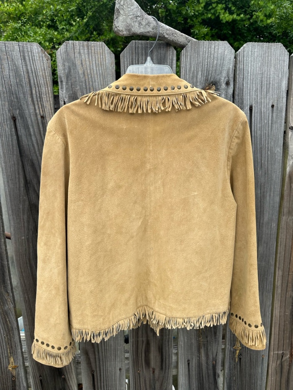 Boho Tan Suede Fringe & Stud Western Leather Jacket - Picture 2 of 9
